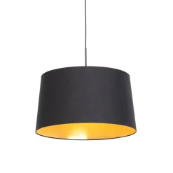 Hängelampe mit Baumwollschirm schwarz mit Gold 50 cm - Combi