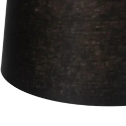 Hängelampe mit Leinenschirmen schwarz 35 cm - Blitz II Stahl