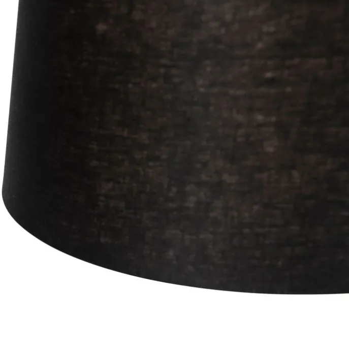 Hängelampe mit Leinenschirmen schwarz 35 cm - Blitz II Stahl