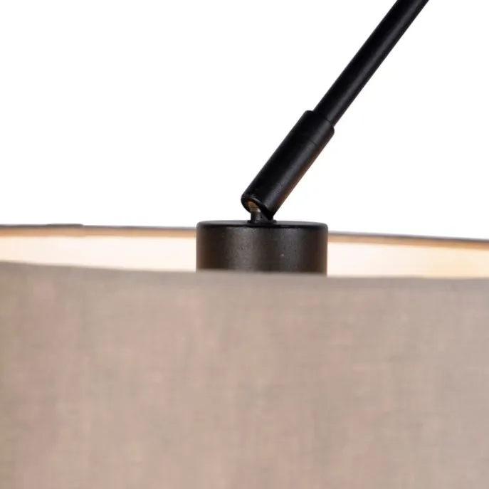 Hängelampe mit Leinenschirmen taupe 35 cm - Blitz II schwarz