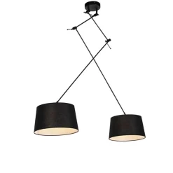 Hängelampe mit Leinenschirm schwarz 35 cm - Blitz II schwarz