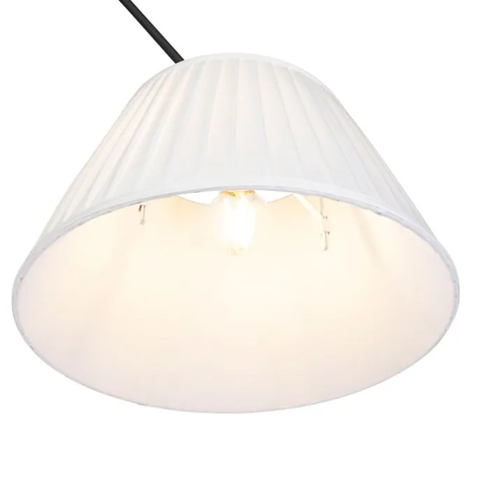 Hängelampe mit plissiertem Schirm 35cm creme - Blitz I schwarz