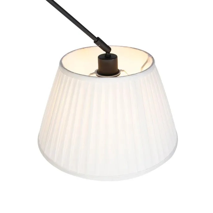 Hängelampe mit plissiertem Schirm 35cm creme - Blitz I schwarz
