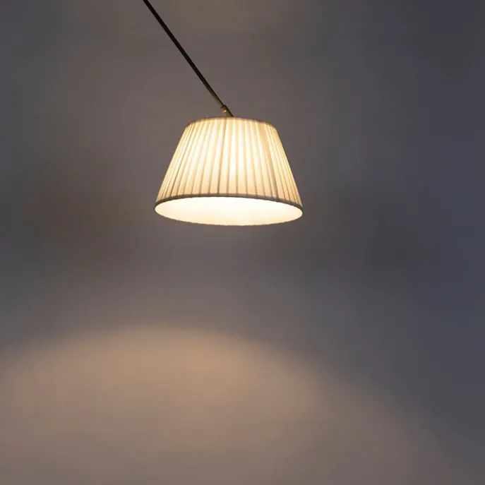 Hängelampe mit plissiertem Schirm 35cm creme - Blitz I schwarz