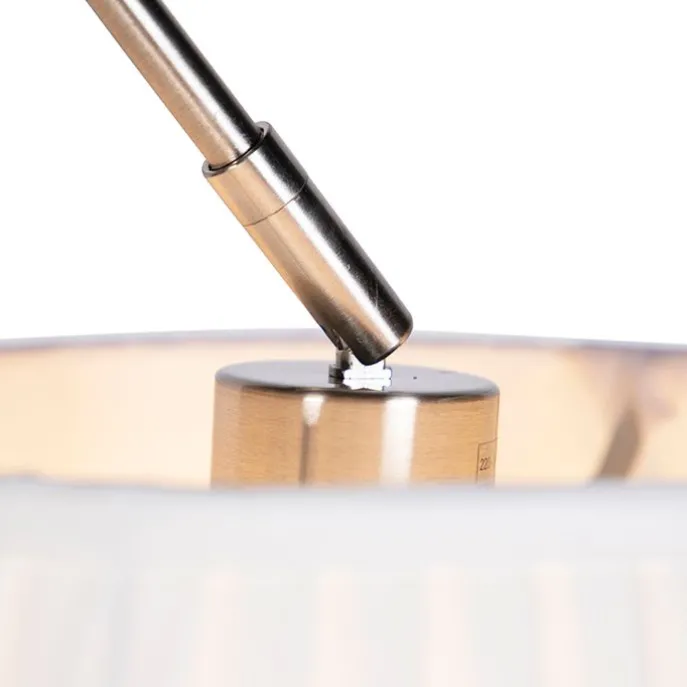 Hängelampe mit plissiertem Schirm creme 35 cm - Blitz I Stahl