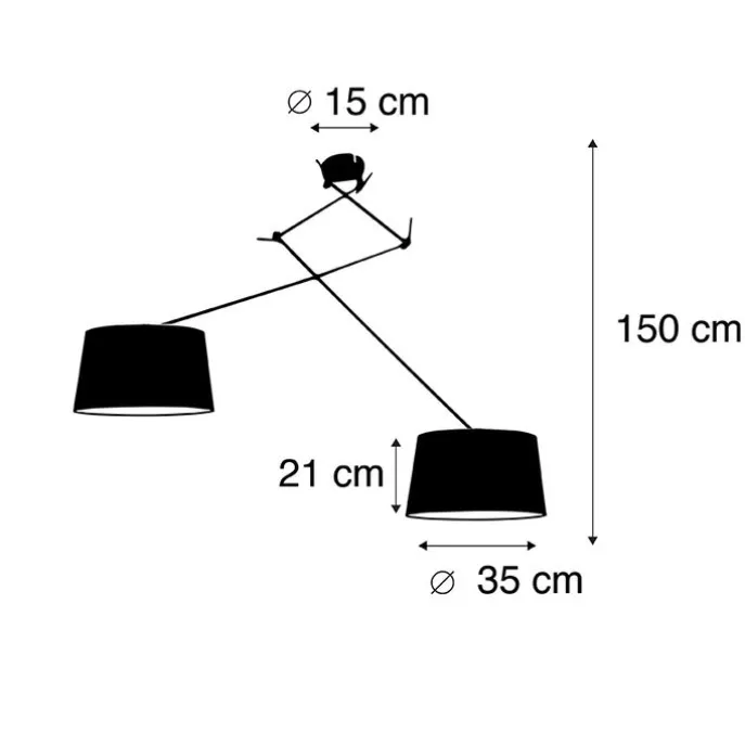 Hängelampe mit plissierten Schatten Creme 35 cm - Blitz II schwarz