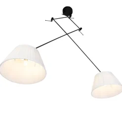 Hängelampe mit plissierten Schatten Creme 35 cm - Blitz II schwarz
