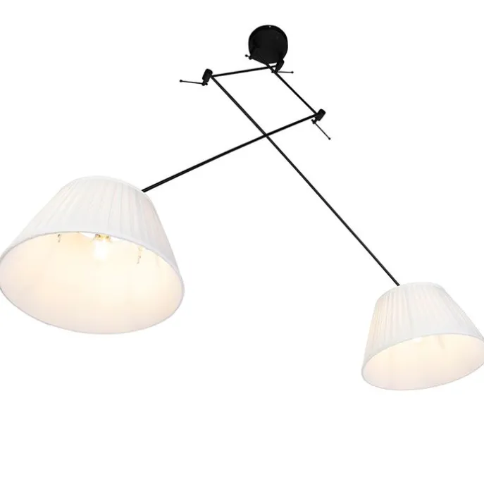 Hängelampe mit plissierten Schatten Creme 35 cm - Blitz II schwarz