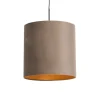 Hängelampe mit Samtschirm taupe mit Gold 40 cm - Combi