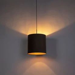 Hängelampe mit Samtschirm taupe mit Gold 40 cm - Combi