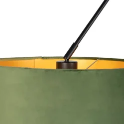 Hängelampe mit Samtschirmen grün mit Gold 35 cm - Blitz II schwarz