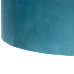 Hängelampe mit Samtschirmen blau mit Gold 35 cm - Blitz II schwarz