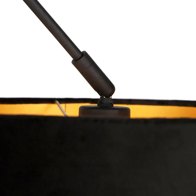 Hängelampe mit Veloursschirm schwarz mit Gold 35 cm - Blitz I schwarz