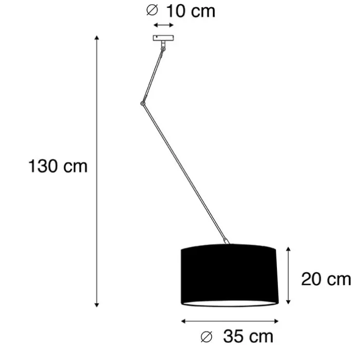 Hängelampe mit Veloursschirm schwarz mit Gold 35 cm - Blitz I schwarz