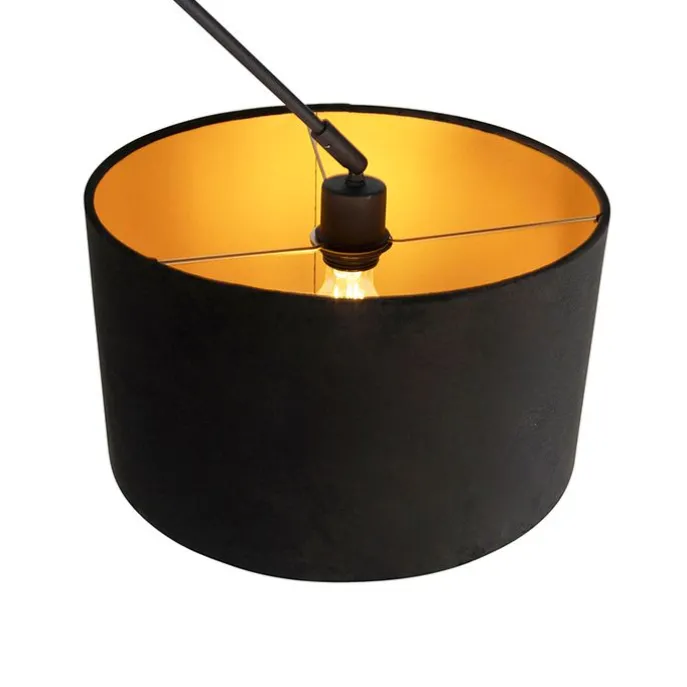 Hängelampe mit Veloursschirm schwarz mit Gold 35 cm - Blitz I schwarz