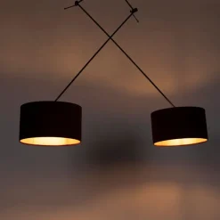 Hängelampe mit Veloursschirmen rot mit Gold 35 cm - Blitz II schwarz