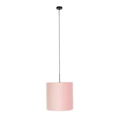 Hängelampe mit Veloursschirm rosa mit Gold 40 cm - Combi