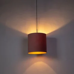 Hängelampe mit Veloursschirm rosa mit Gold 40 cm - Combi