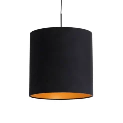 Hängelampe mit Veloursschirm schwarz mit Gold 40 cm - Combi