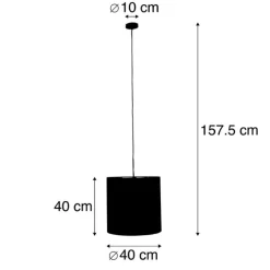 Hängelampe mit Veloursschirm schwarz mit Gold 40 cm - Combi