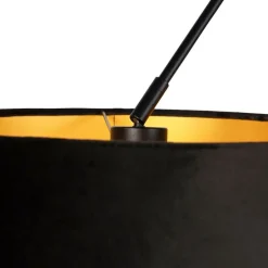 Hängelampe mit Veloursschirmen schwarz mit Gold 35 cm - Blitz II schwarz