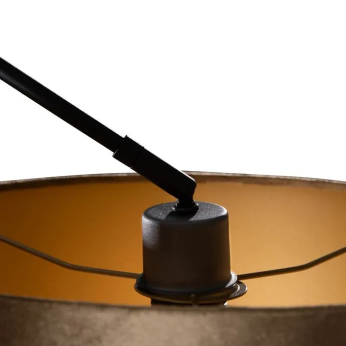 Hängelampe Schwarz mit bronzefarbenem Samtschirm 35cm - Blitz