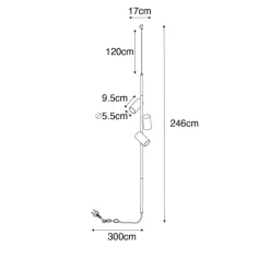 Hängelampe schwarz mit Fußschalter 3 Lichter - Jeana Luxe