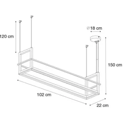 Hängelampe schwarz mit Gestell inkl. LED 3-stufig dimmbar - Cage Rack