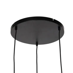 Hängelampe schwarz mit Gold und Rauchglas inkl. 3 PUCC - Zuzanna