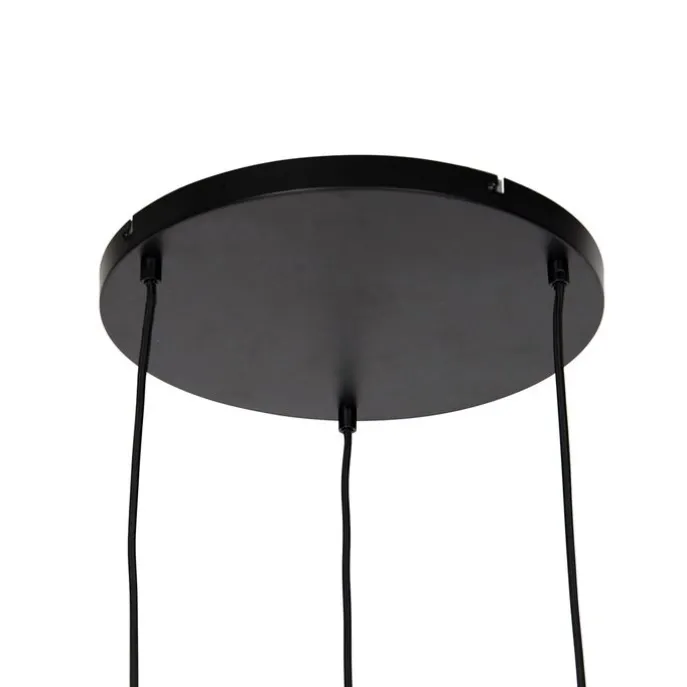 Hängelampe schwarz mit Gold und Rauchglas inkl. 3 PUCC - Zuzanna