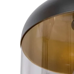Hängelampe schwarz mit Gold und Rauchglas, 3-flammig, rund – Kyan