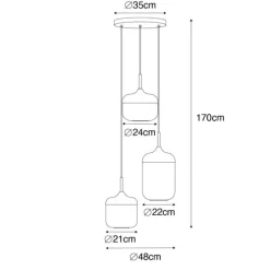 Hängelampe schwarz mit Gold und Rauchglas, 3-flammig, rund – Kyan