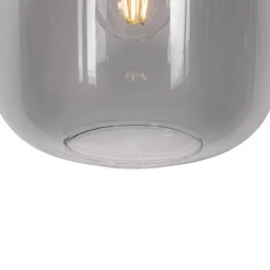 Hängelampe schwarz mit Gold und Rauchglas, 3-flammig, rund – Kyan