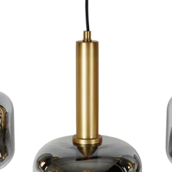 Hängelampe schwarz mit Gold und Rauchglas oval 5-flammig – Zuzanna