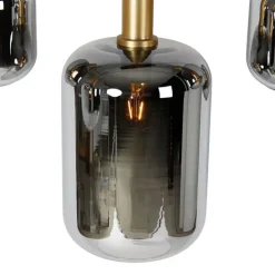 Hängelampe schwarz mit Gold und Rauchglas oval 5-flammig – Zuzanna