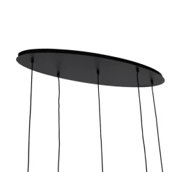 Hängelampe schwarz mit Gold und Rauchglas oval 5-flammig – Zuzanna