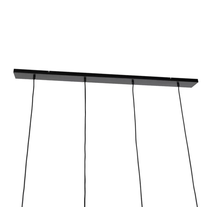 Hängelampe schwarz mit Gold und Rauchglas inkl. 4 PUCC - Zuzanna