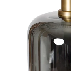 Hängelampe schwarz mit Gold und Rauchglas inkl. 4 PUCC - Zuzanna