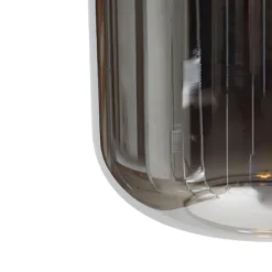 Hängelampe schwarz mit Gold und Rauchglas inkl. 4 PUCC - Zuzanna