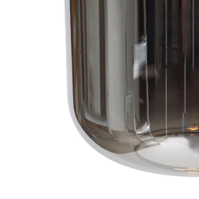 Hängelampe schwarz mit Gold und Rauchglas inkl. 4 PUCC - Zuzanna