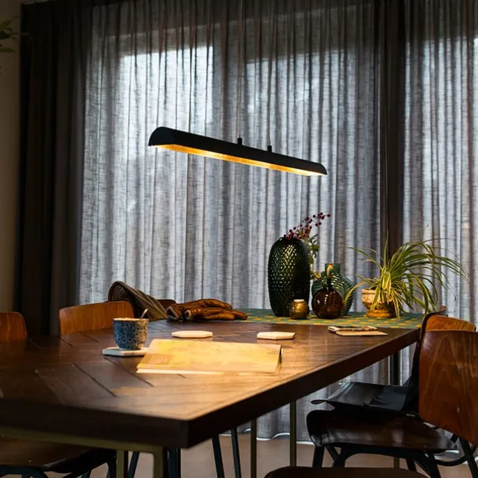 Hängelampe schwarz mit goldener Innenseite inkl. LED - Balo 4