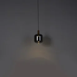 Hängelampe schwarz mit Gold und Rauchglas inkl. PUCC - Zuzanna