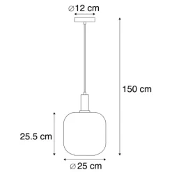 Hängelampe schwarz mit Gold und Rauchglas inkl. PUCC - Zuzanna