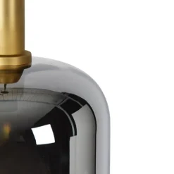 Hängelampe schwarz mit Gold und Rauchglas inkl. PUCC - Zuzanna