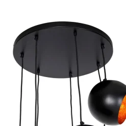 Hängelampe schwarz mit goldener Innenausstattung 7-flammig - Crooked Cluster