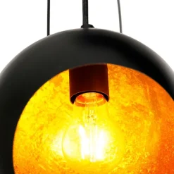 Hängelampe schwarz mit goldener Innenausstattung 7-flammig - Crooked Cluster