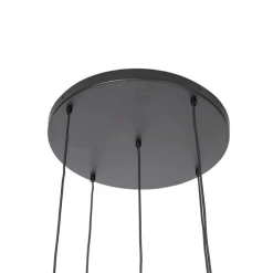 Hängelampe schwarz mit Gold mit Rauchglas 5-flammig – Zuzanna