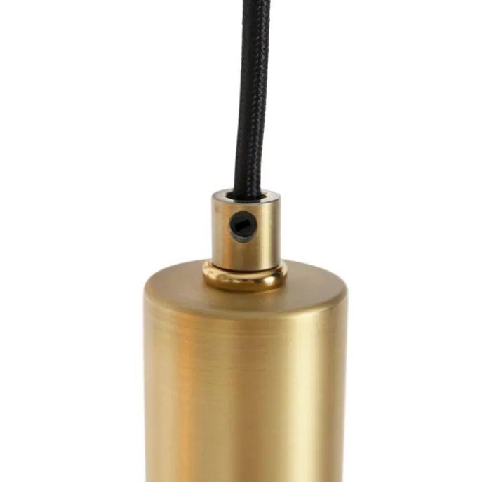 Hängelampe schwarz mit Gold mit Rauchglas inkl. 5 PUCC - Zuzanna