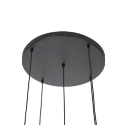 Hängelampe schwarz mit Gold mit Rauchglas inkl. 5 PUCC - Zuzanna