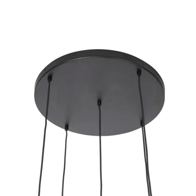 Hängelampe schwarz mit Gold mit Rauchglas inkl. 5 PUCC - Zuzanna